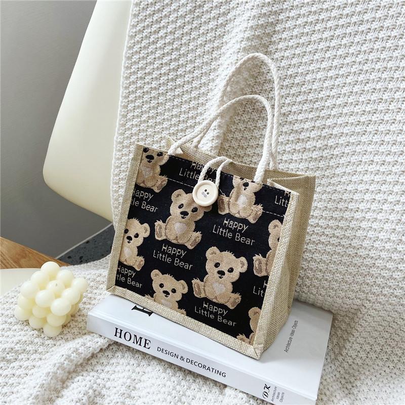 Charming Bear Japanese Printed Tote Bag Lightweight Easy Carry Lunch Box Students For