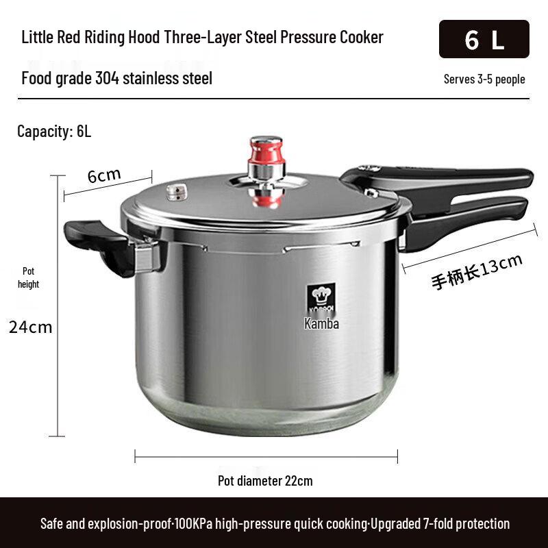 Kambach Little Red Riding Hood 22cm 3-Layer Stainless Steel Pressure Cooker