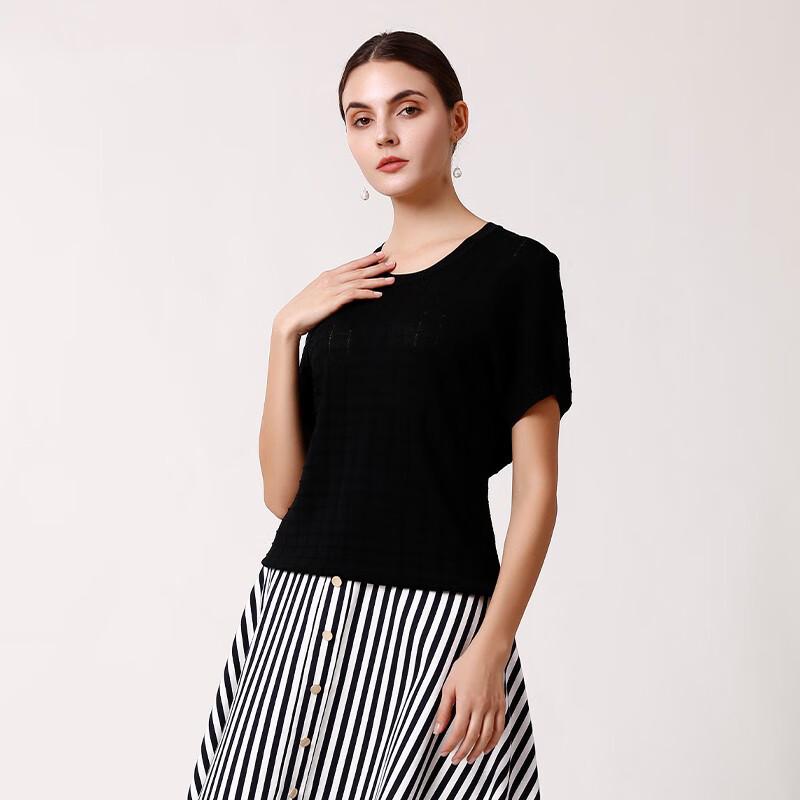 Anlom Women's Short Sleeve Round Neck Knit Top