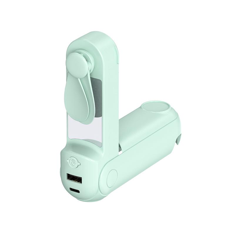 5-in-1 Pocket Mini Fan: USB Foldable Handheld Fan, Power Bank, Mirror, Flashlight