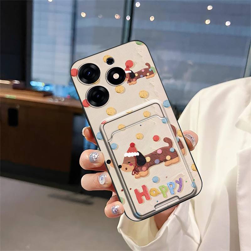 Card Slot Anti-knock Phone Case For Tecno Spark 10 Pro/Ki7 Cartoon TPU Card Sleeve Fashion Design Dirt-resistant Cute