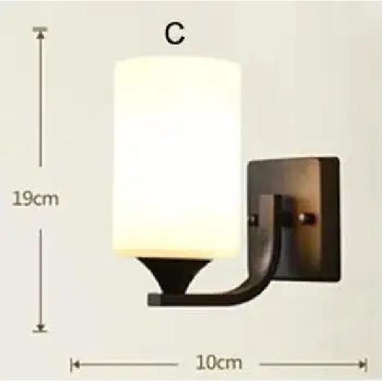 Modern wall lamp retro milky white glass lampshade bedroom staircase bedside lamp attic interior black E27 base home decoration