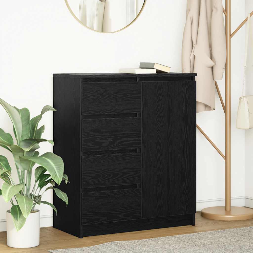 Sideboard with Drawers Black Oak Effect 71 x 35 x 84 cm