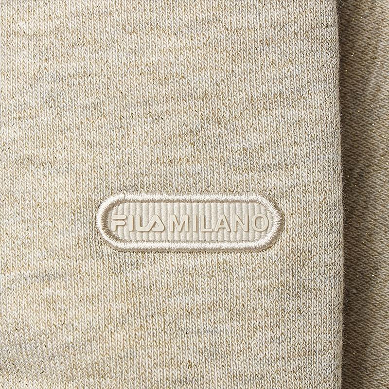 FILA Milano Series Fashion Trend Retro Sports Style Letter Print Loose Hoodie Women hoodies Wheat Flower-Gray F11W545202FBG