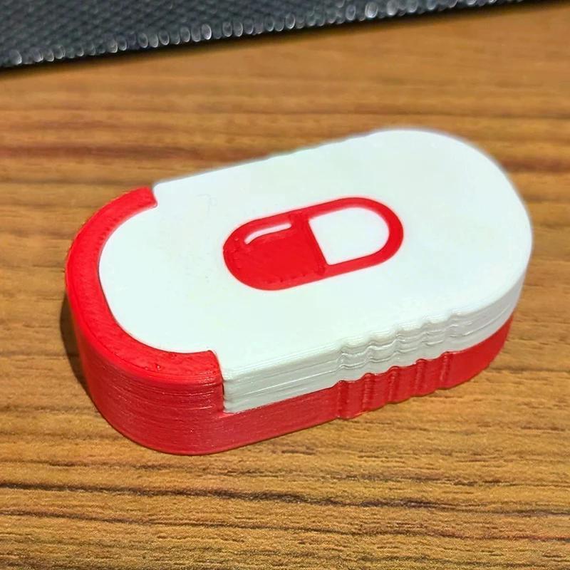 Mini Sliding Pill Box Keychain Medication Organizer Multiple Compartments Travel Pill Organizer Portable Pill Pod Tablet Case