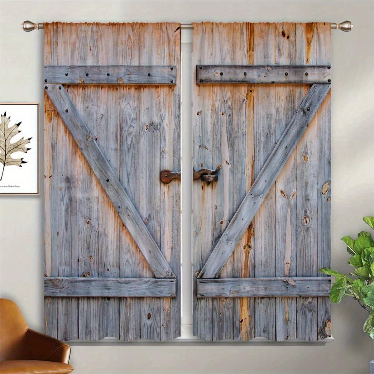 

2 шт. Новые модные деревянные дверные декоративные шторы полутень 3D цифровые печатные кармашки для гостиной офиса домашнего декора W50 X H130(CM)X2Pcs&Grommet Top