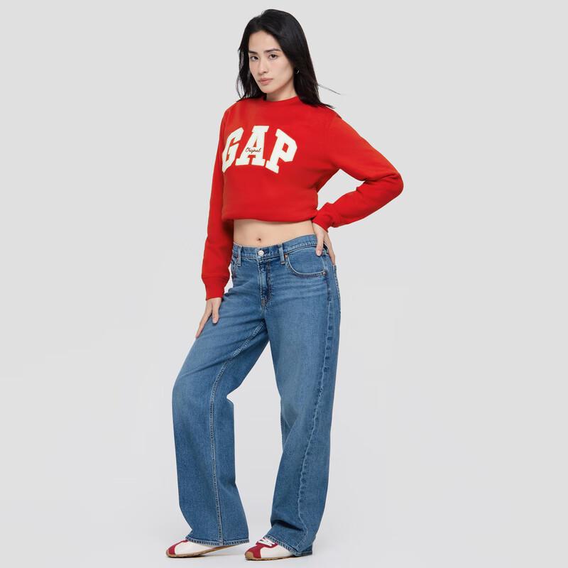 GAP Women's 2025 Fall Low-Rise Washed Relaxed Straight Jeans