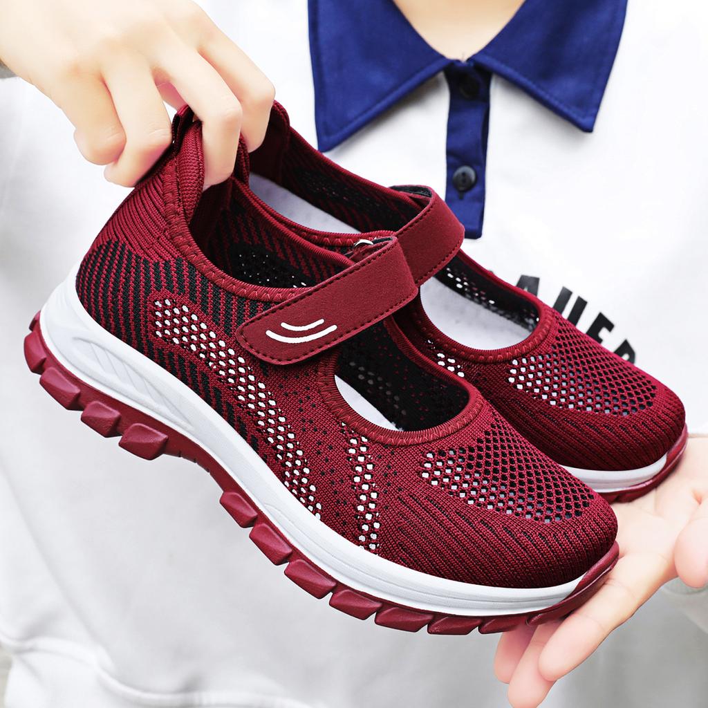 Scarpe da Donna Scarpe Singole Scarpe Primavera Donna di Mezza Età Velcro Fondo Morbido Traspiranti Scarpe da Donna Casual Casual Morbide Per Camminare Tutto il Giorno Sneakers