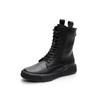 Martin boots large size women's casual wind 2025 spring new flat heel retro low leather boots soft sole lace-up rear zipper
