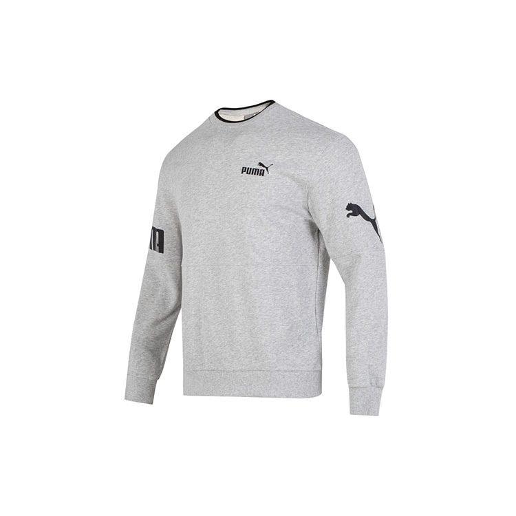 PUMA Sweatshirts Men's Gray Crew Neck Moderate Regular 676666-04