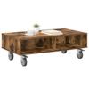 Side Table with Wheels Smoked Oak 90 x 50 x 30 cm