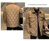 2024 Winter Men's Plus Size Quilted Jacket: Loose Fit, Solid Color, Two-Way Zipper, Warm Cotton