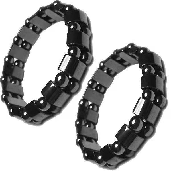 Hematite Magnetic Black Bracelet: Trendy Double Row Beads for Men & Women