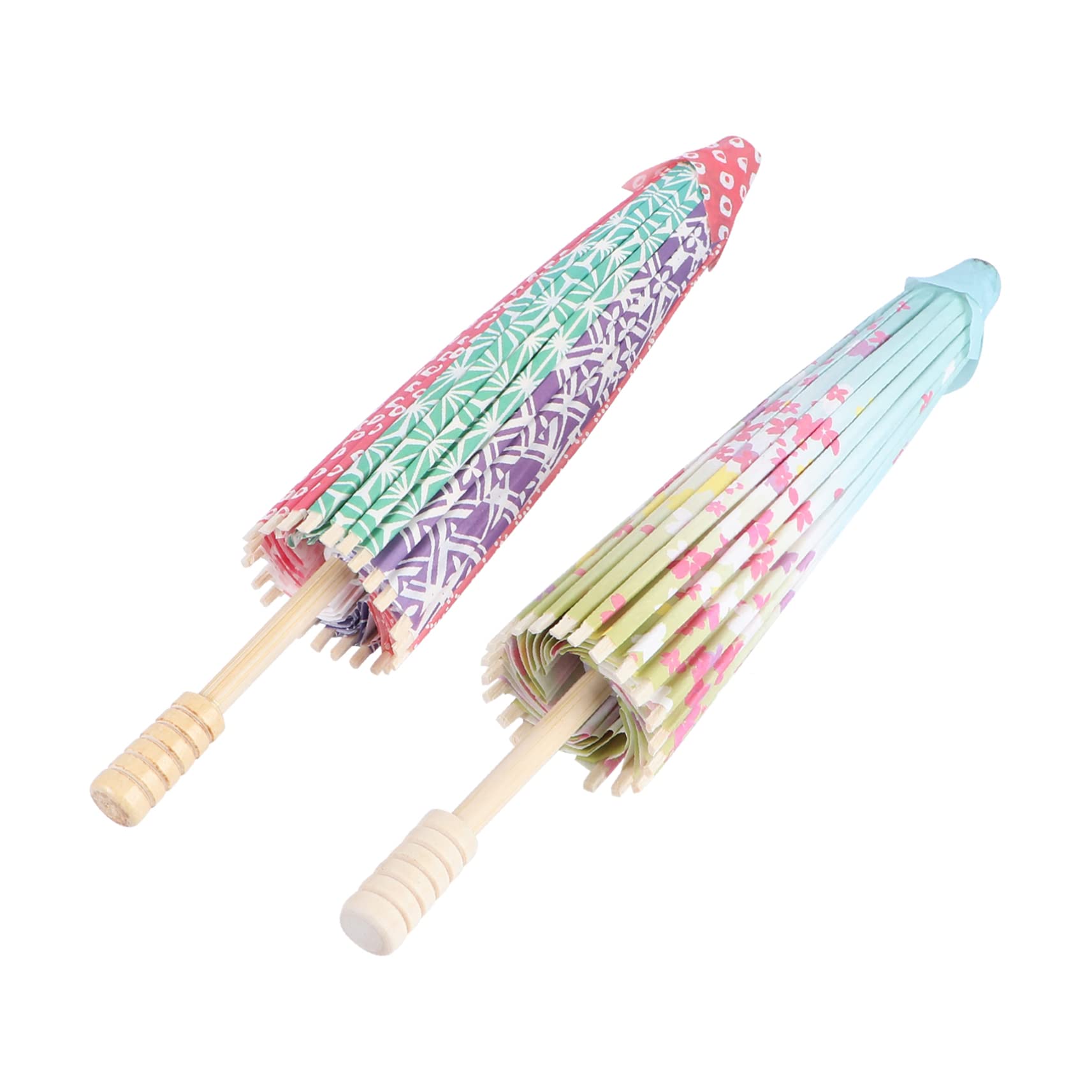 

LEDMOMO 2 Oil Paper Umbrellas, Classic Japanese Decoration, Small Wind Umbrellas for Festivals and Parties, with Floral Border Design