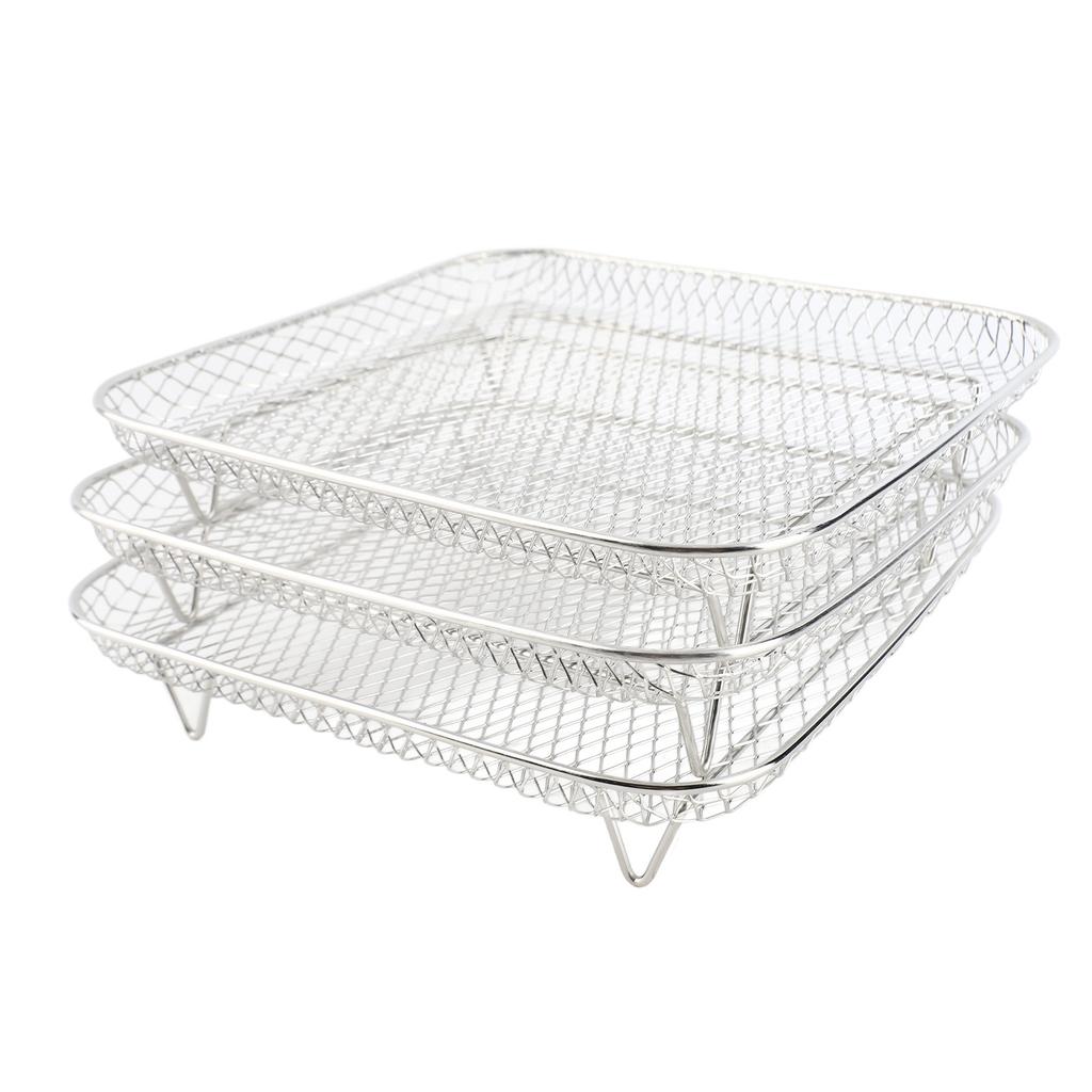 3 Layer Square Fryer Rack Dishwasher Safe SUS304 Stainless Steel Fryer Grilling Rack Accessory