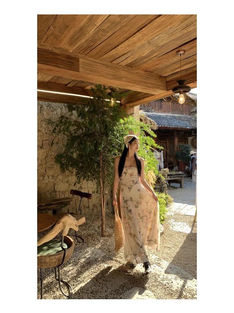 Französisches A-Linien-Sommerkleid mit Blumenmuster - Damen Sommerkleid 2024, Strandkleid