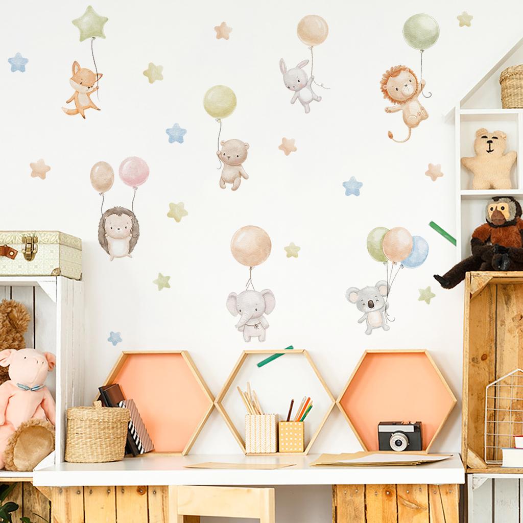 Little Animals Balloon Wall Sticker Living Room Bedroom Kids Room Kindergarten Wall Decoration Self-Adhesive
