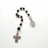 Classic Black Rosary Cross Bracelet Elegant Vintage Black Bead Bracelet Cross Pendant Hand Decorations Bracelets