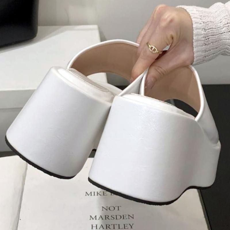 Fashion Round Toe Ultra High Slide Women Sandals Summer Fashion Open Toe Wedges Platform Sandals Simple Comfortable Non-slip Ladies Shoe