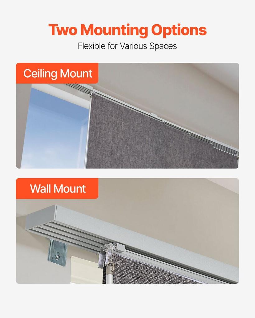 Panel Track Blinds Extendable Track 116 Cm To 218 Cm W Trimmable Dark Gray