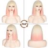 XINRAN Short Bob Wig with Bangs for Women Synthetic Bob Wigs Black Pink Ombre Wig for Party Daily Use Shoulder Length