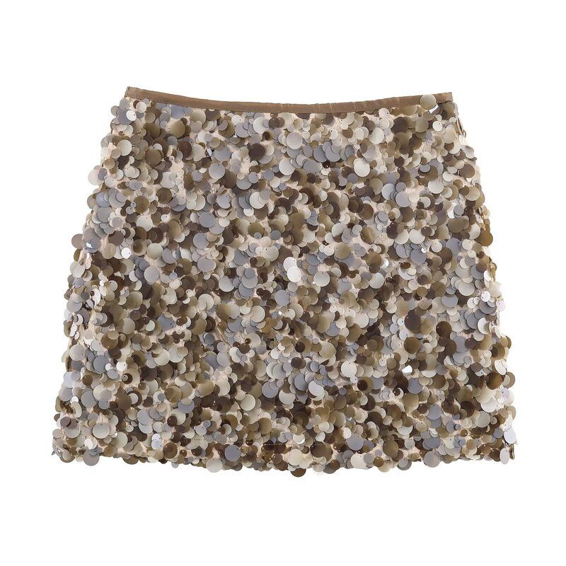 

Fashion Wind Winter New Women s Clothing High Waist Sequin Mini Skirt Silm Short Skirt 3920139 808 Brown L