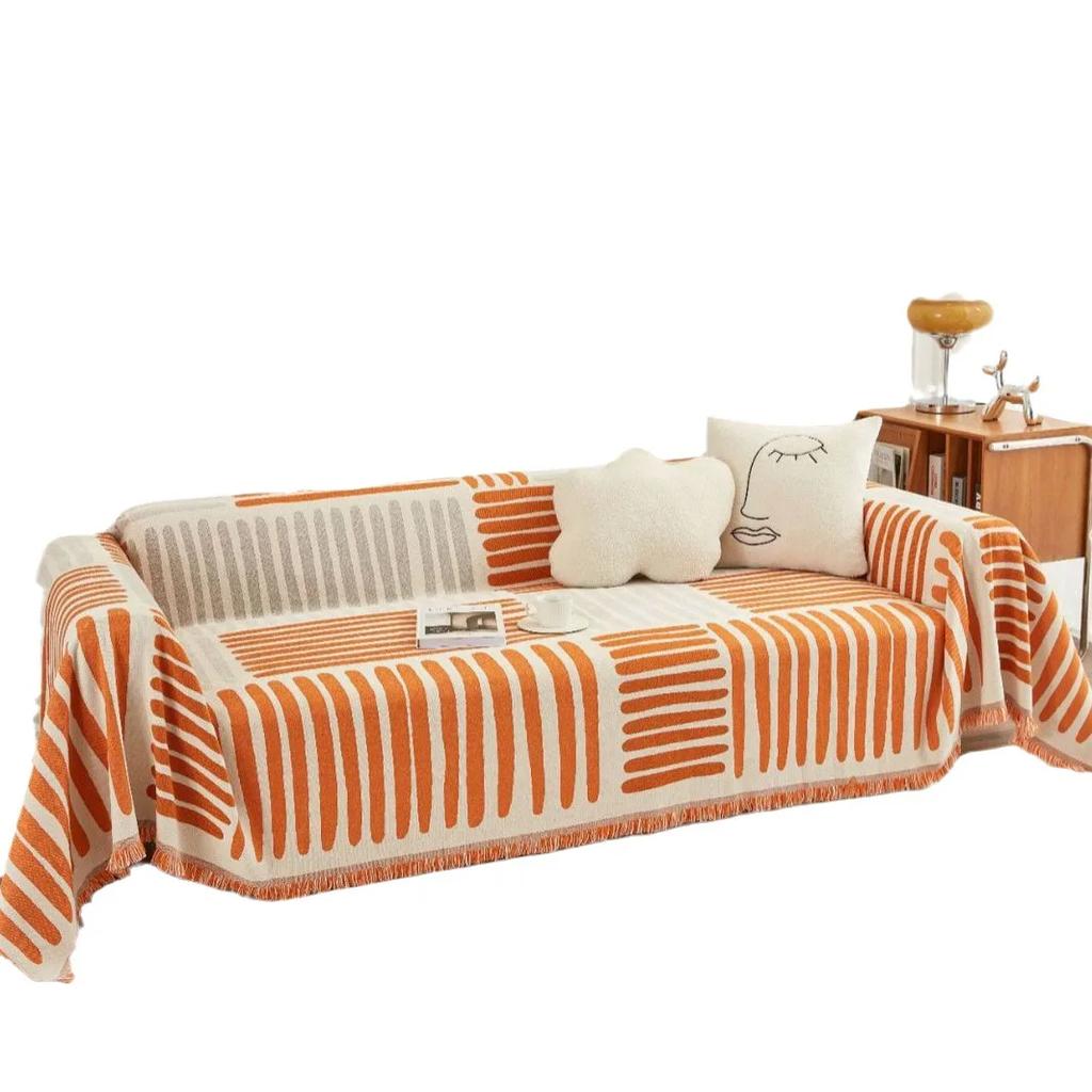 Slipcover Multi Functional Sofa Towel Cover Geometric Thick Double-sided Tablecloth Sofa Covers for Living Room