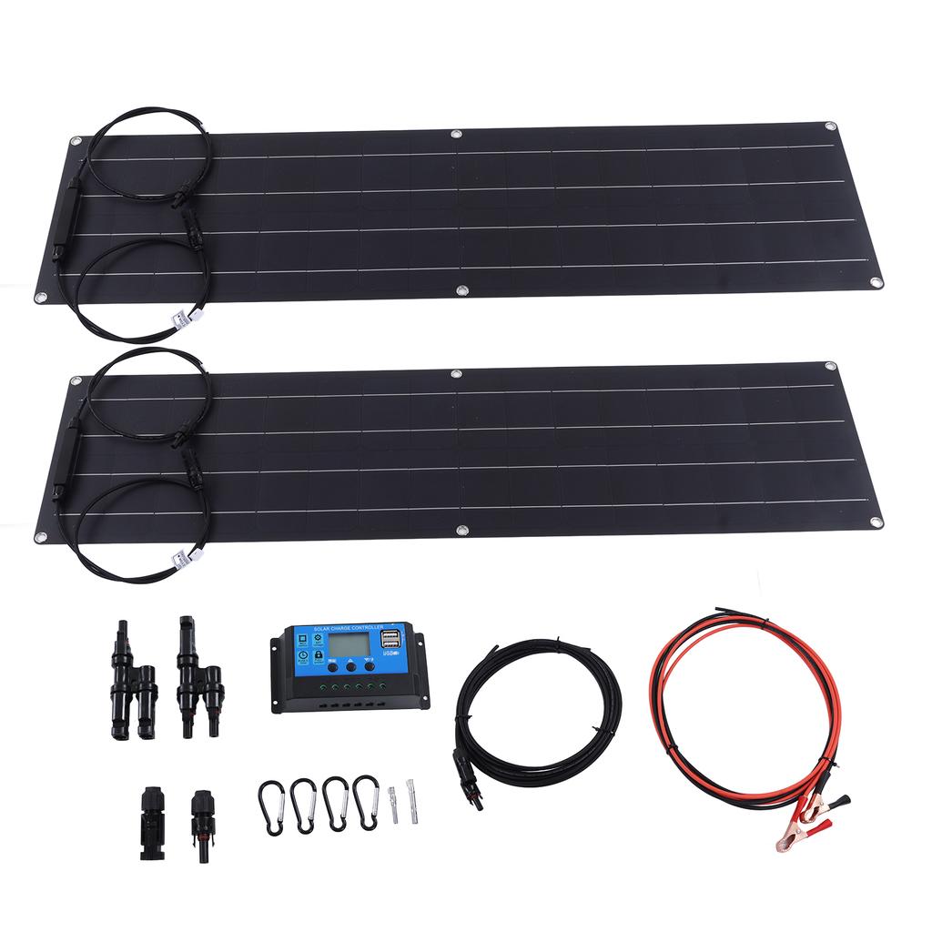 100W Flexible Solar Panel with Cable Monocrystalline PET Photovoltaic Panel for Power Station Black