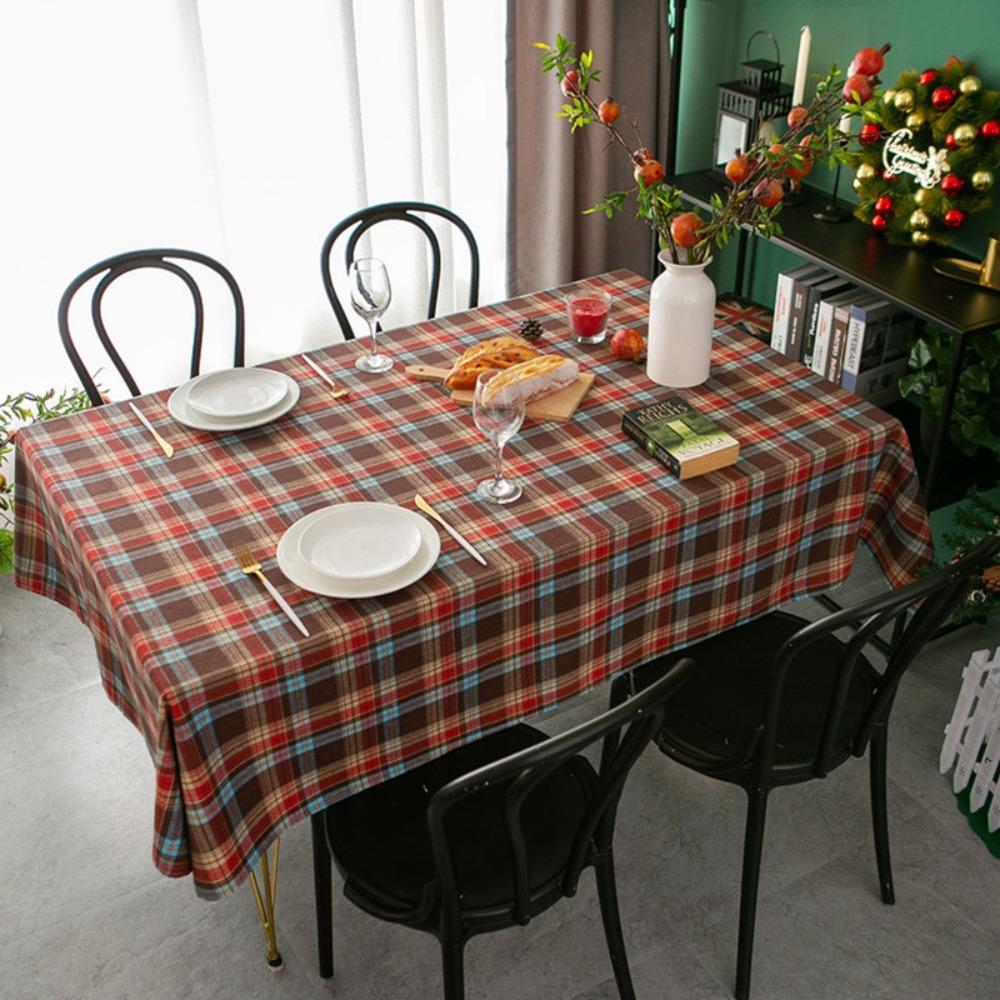 Christmas Party Tablecloth Nordic Rectangle Plaid Dining Table Cover Holiday Decor