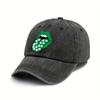 St Patrick Day Clover Tongue Lips Baseball Cap Unisex Washed Polyester Casual Adjustable Outdoor Headwear