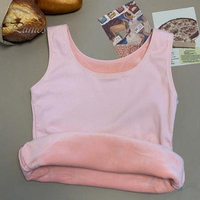 Vinter Dam Termoväst Sömlös Plysch Snabb Temperatur Lås Rund Hals Slim Fit Elastisk Ärmlös Underkläder Baslinne