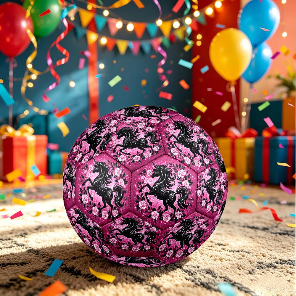 1 Stück Einhorn Funkeln Garten Thema Fußball, Größe 5, Leichtes PVC, Outdoor Trainingsfußball, Geschenk c6513