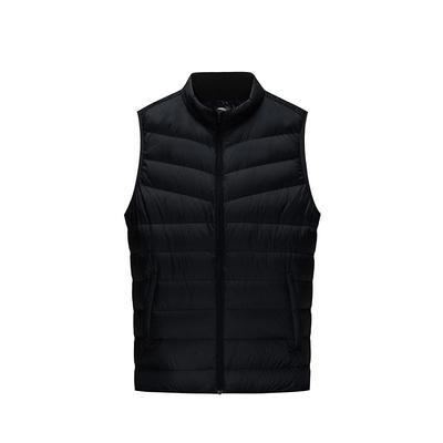 Training Series Solid Color Zipper Stand Collar Comfortable Breathable Versatile Down Vest Men Vest Basic-Black 152447923-6