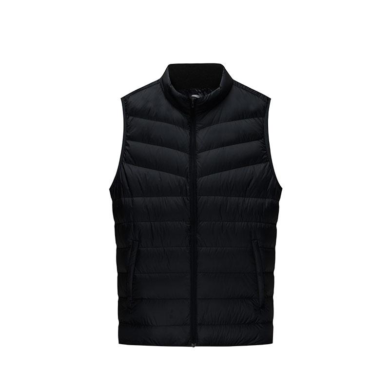 Anta Training Series Solid Color Zipper Stand Collar Comfortable Breathable Versatile Down Vest Men vest Basic-Black 152447923-6