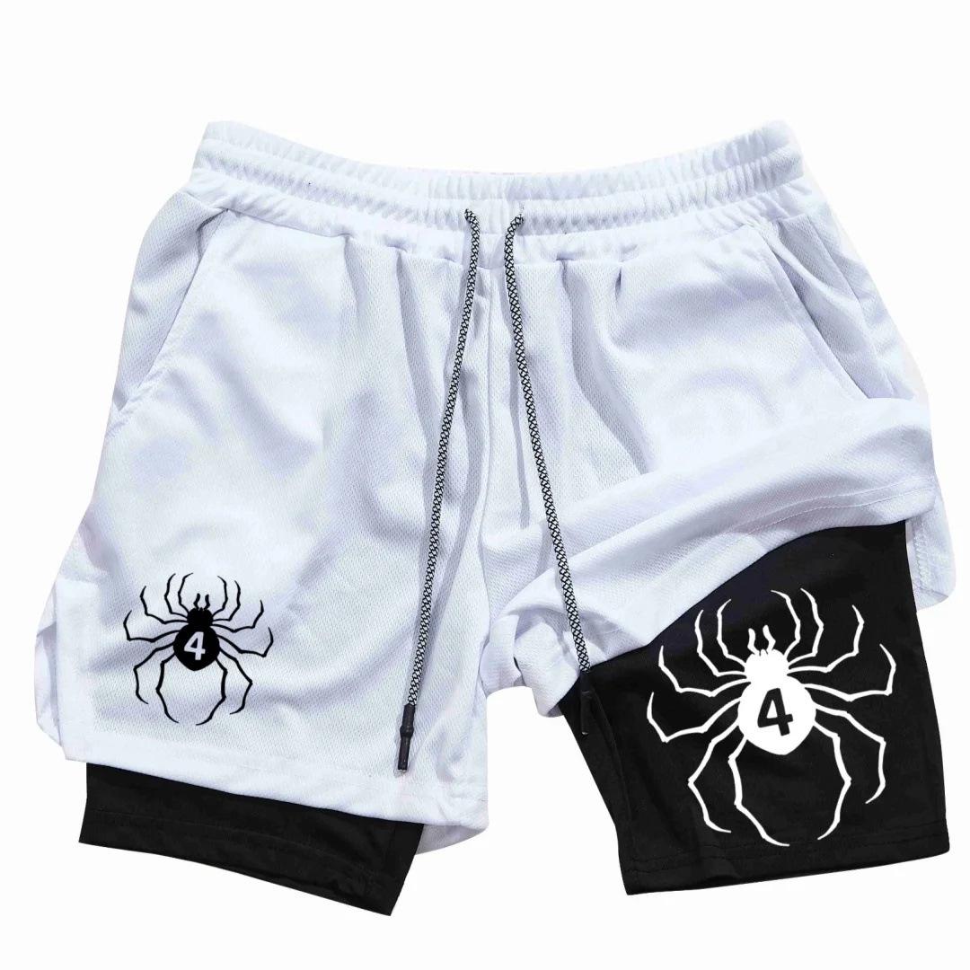 

3D Digital Spider Print Men s 2-in-1 Double-layer Sports Shorts Fitness Running 3XL