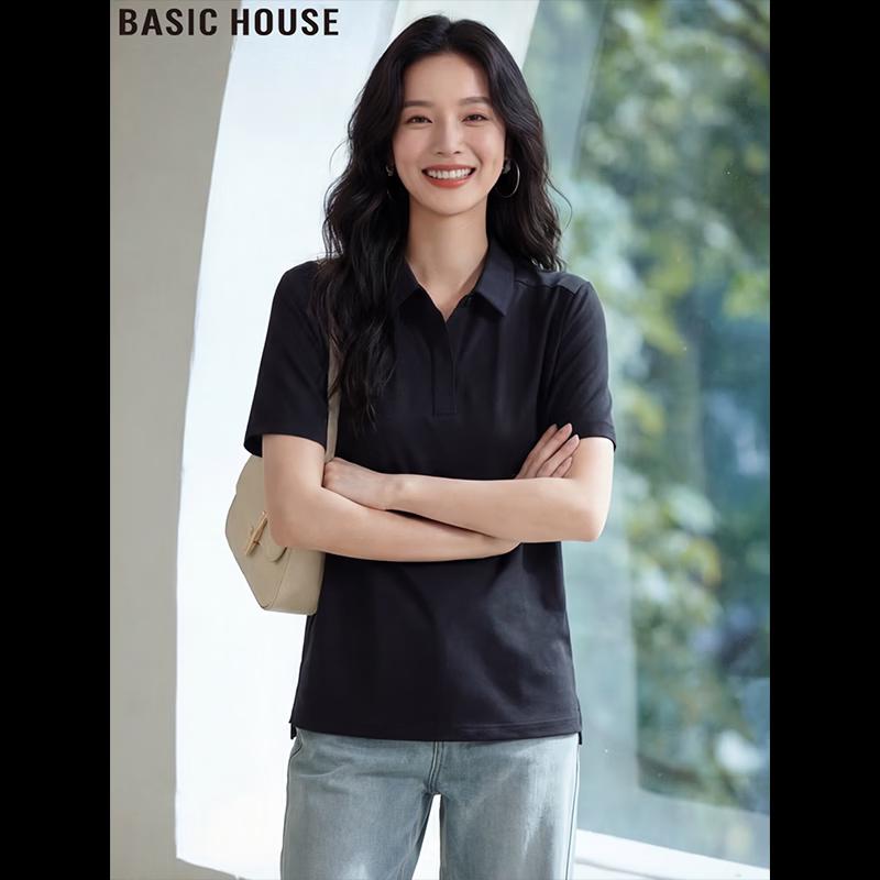 Базовая женская футболка Basic House с лацканами и коротким рукавом 2XL