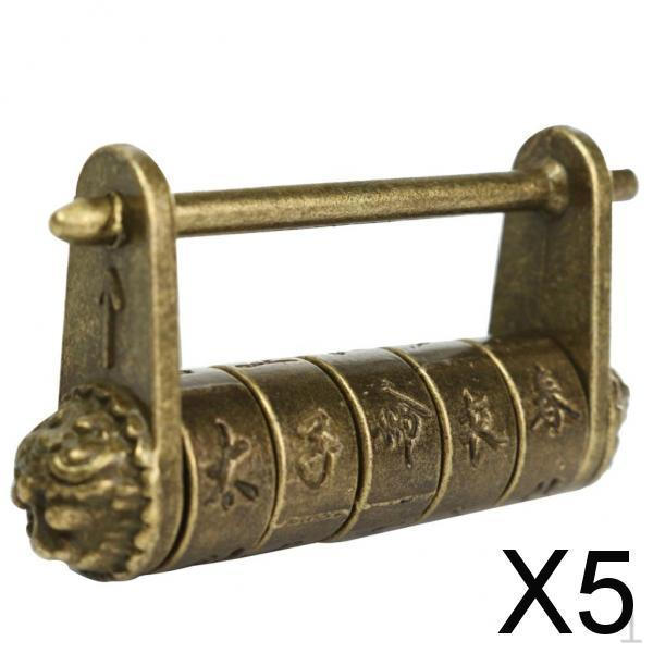 

5xChinese Old Style Carved Word Password Padlock Lock for Jewelry Makeup Case