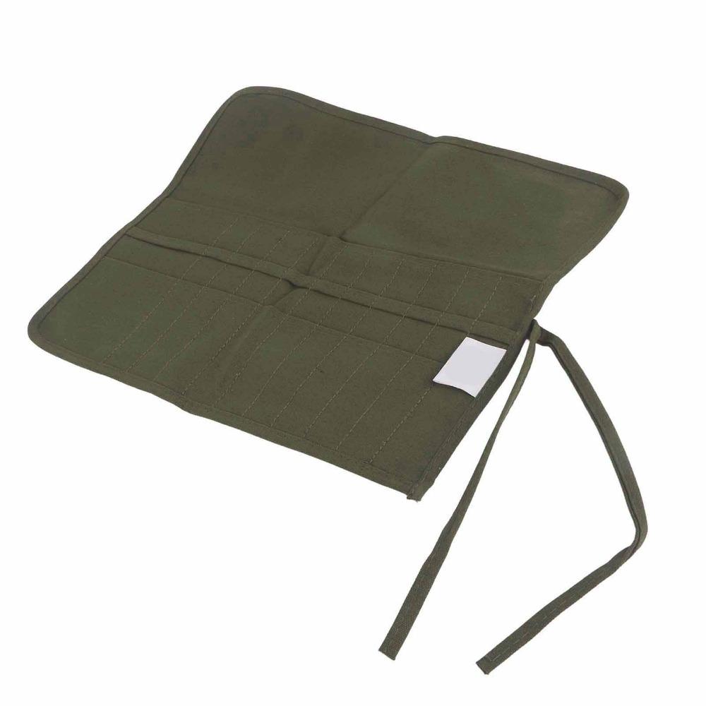 

Durable 22 Slots Paint Brush Holder Canvas Separate Pouches Roll Up Pen Bag 40 X 35cm Portable Watercolor Brush Bag Travel темно-зеленого