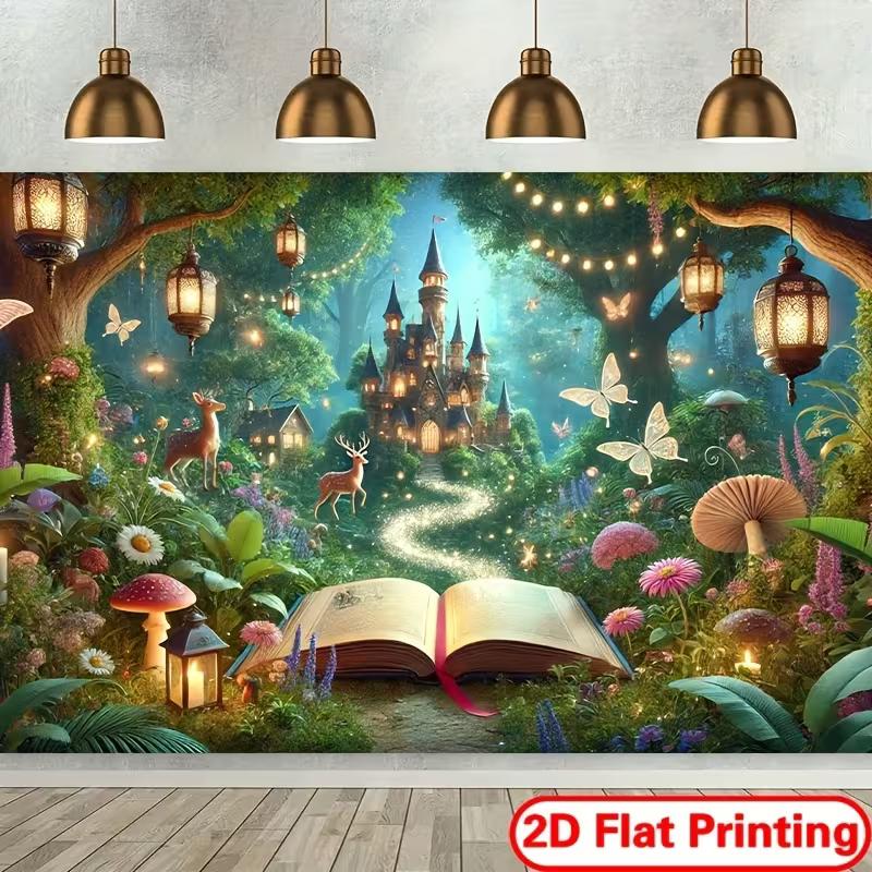 

2D Magic Storybook Forest Backdrop, Party and Photography Background 47.2x31.5inch/120*80cm