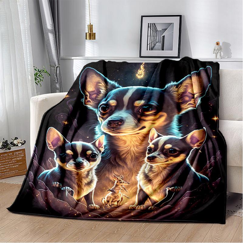 Ковдра з мультяшним хаскі, самоє, чихуахуа, померанський шпіц Кокі, м'яка ковдра для дому, спальні, дитяча ковдра для дивана