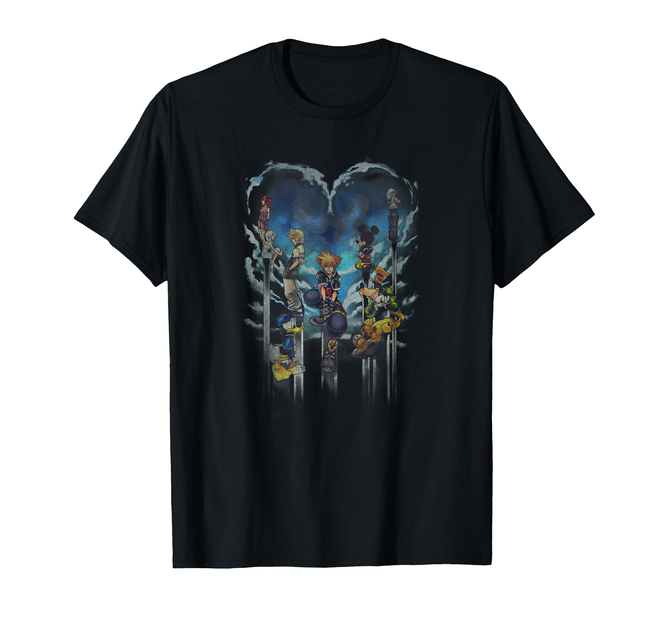 

Disney Kingdom Hearts main character heart-shaped antique style T-shirt