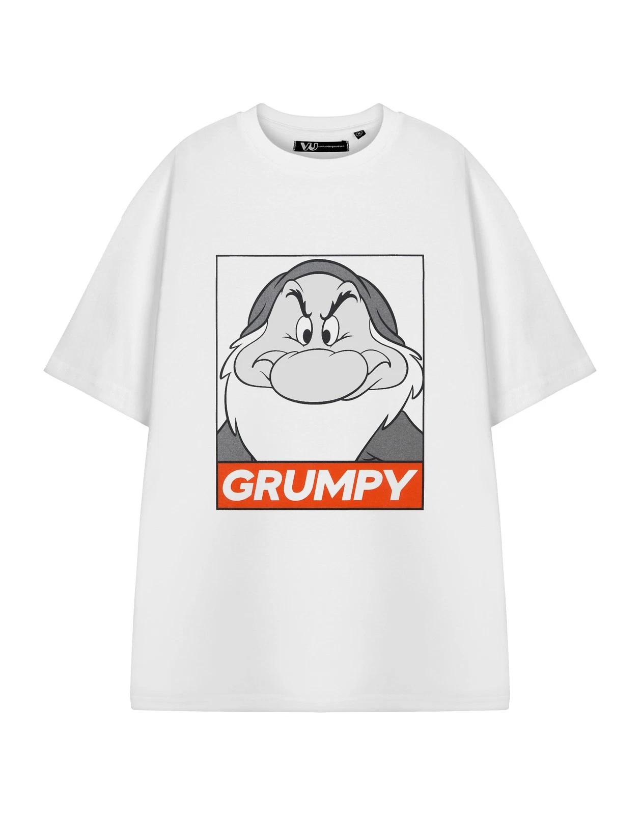 

Disney Snow White & The Seven Dwarfs White Grumpy Short Sleeved 100% Cotton T-shirt Mens Tees Top Mens L