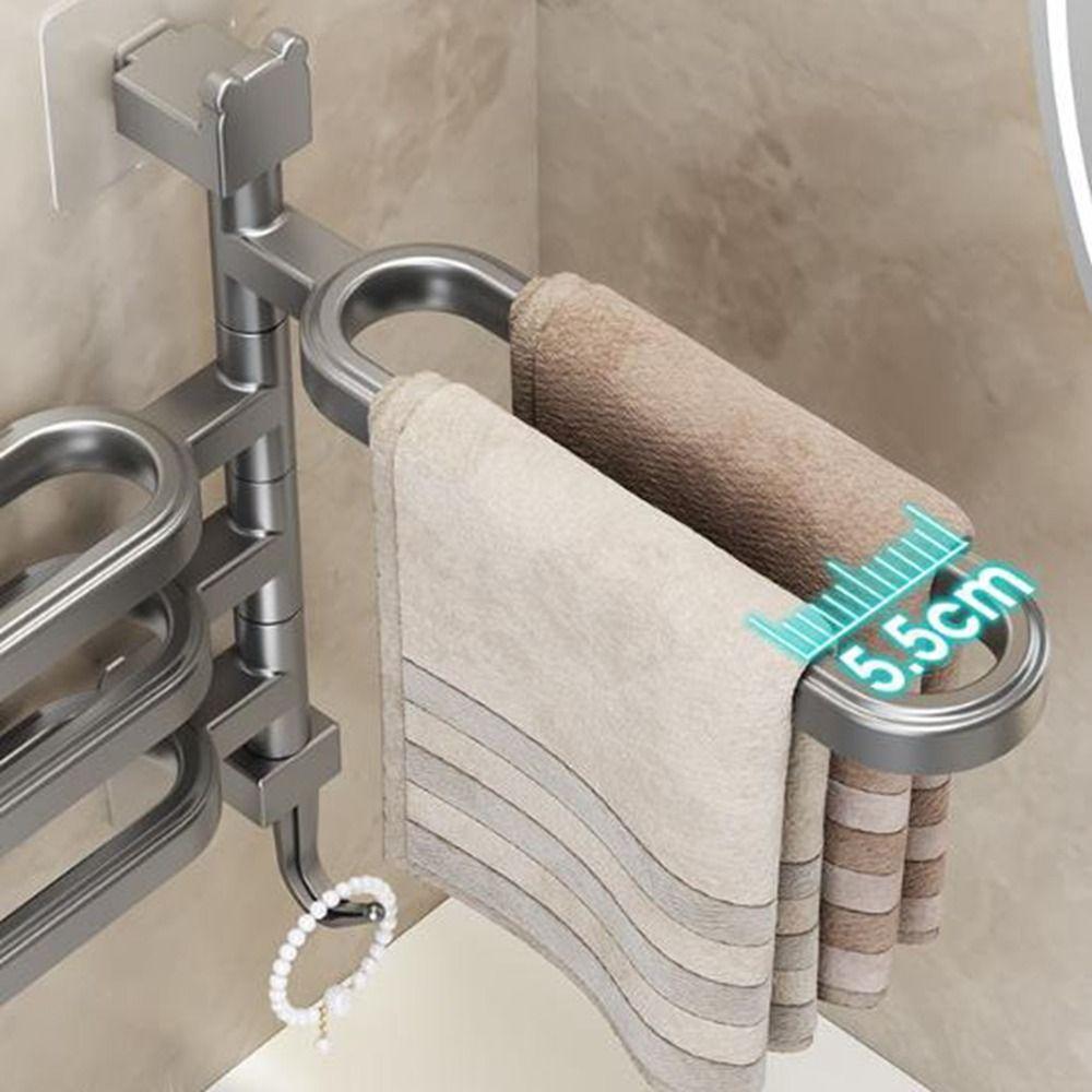 Plastic Swivel Towel Holder Punch Free Bath Towel Storage Rack Practical Towel Hanger  Bathroom