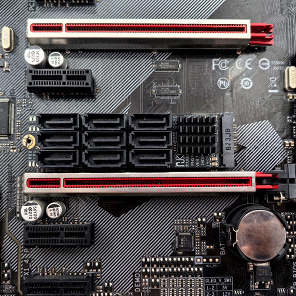 M.2 M KEY Nvme To 9 Ports SATA 3.0 Adapter 6Gbps M.2 NVME To SATA 3.0 Converter Expansion Card PCIE 3.0 X2 Hard Disk for Desktop