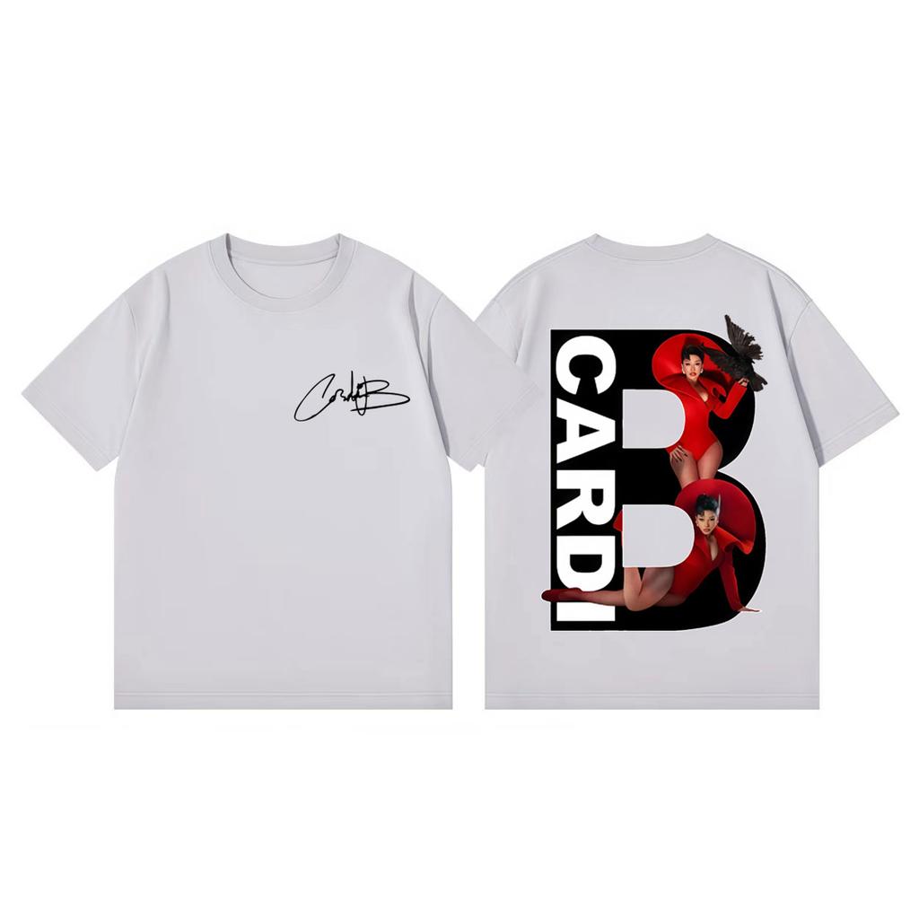 Rapper Cardi B Album Merch Tshirts Harajuku Hip Hop Pop Music Short Sleeve Tshirt Men Women Casual Fashion Oversized T Shirts