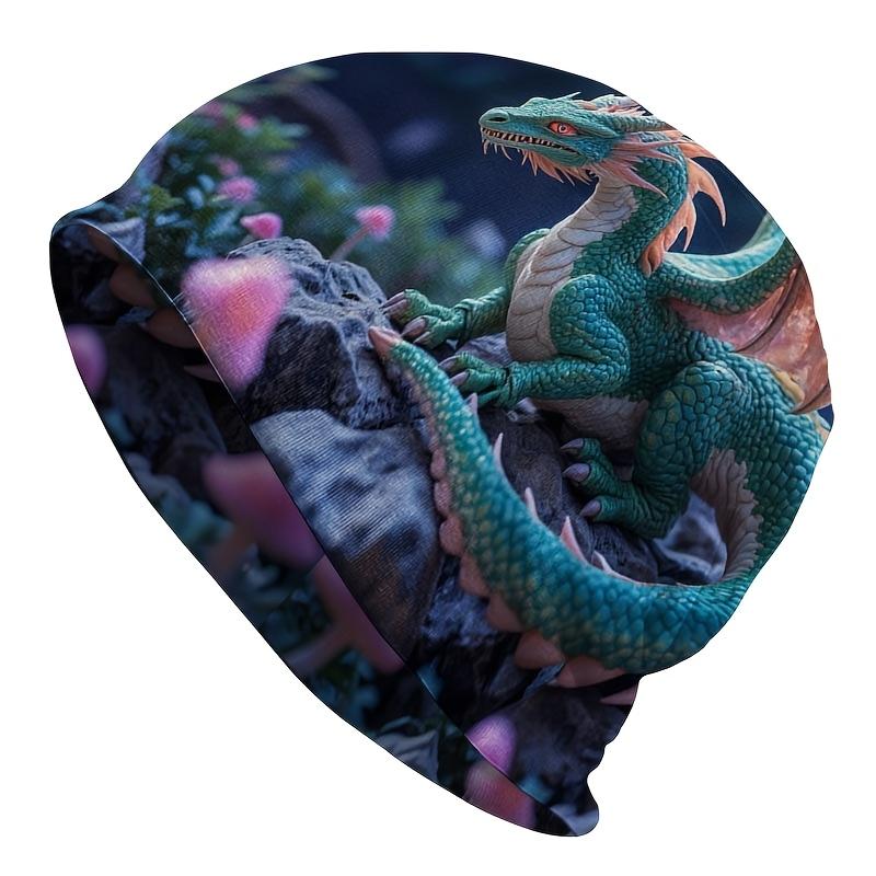 1pc Men's Retro Stretchable Dragon Knit Hat - Lightweight Color-Blocking Knit Suitable for, Back-to-School, Graduation, & Casual Outdoor Wear - Comfor