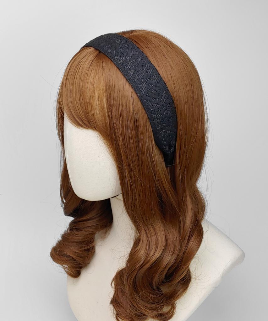 Maia Geometric Pattern Headband - Black
