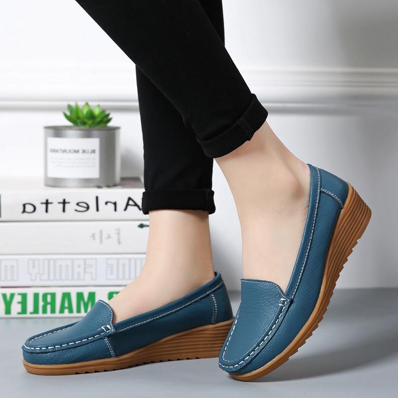 Scarpe basse da donna in pelle con plateau per primavera/autunno