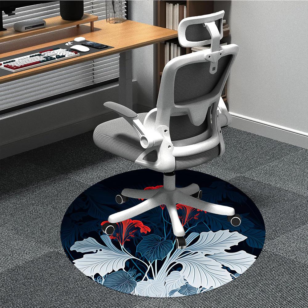 

1pc Floral Pattern Office Round Area Rug, Indoor Mat Suitable For Office, Under Office Chairs Bedroom Living Room Home Decor, Room Deco003 80cm by 80cm