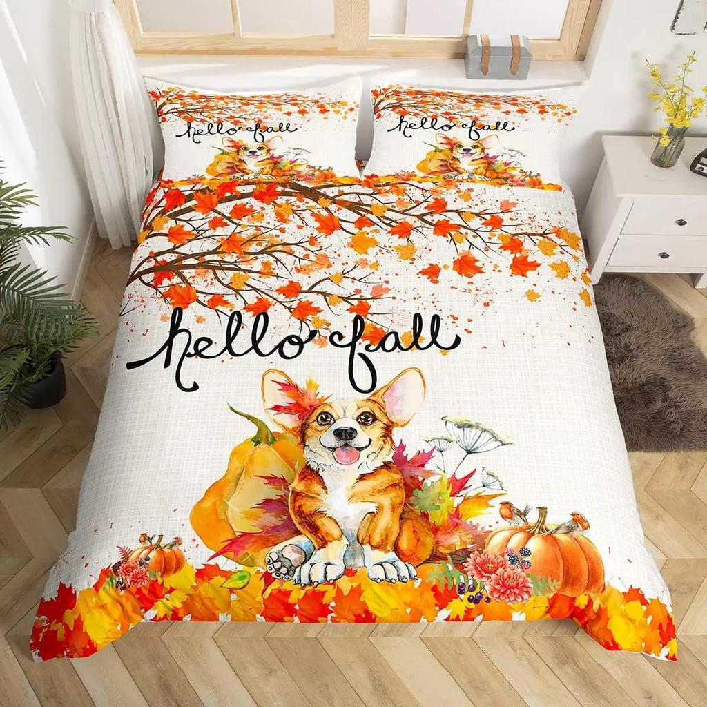Zestaw poszewek na kołdrę z psem rasy Mops Corgi Shiba Szczeniak Poszewka na kołdrę z psem Kocham psy Zestawy pościeli Zwierzęta Kawaii Kreskówkowe narzuty Rozmiar pełny